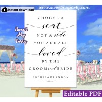 Modern Calligraphy Choose a Seat not a Side sign template (47)